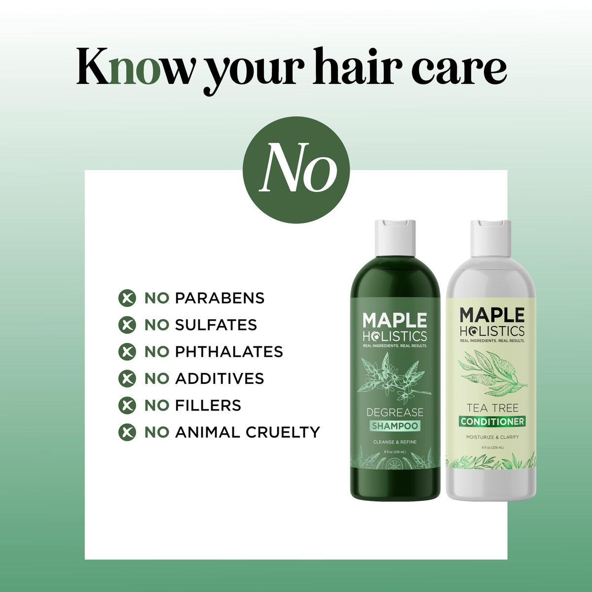 Maple Holistics tea tree oil ingredient shot conveying scalp-refreshing benefit