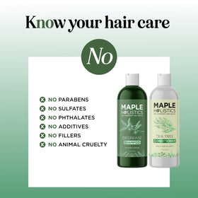 Maple Holistics tea tree oil ingredient shot conveying scalp-refreshing benefit