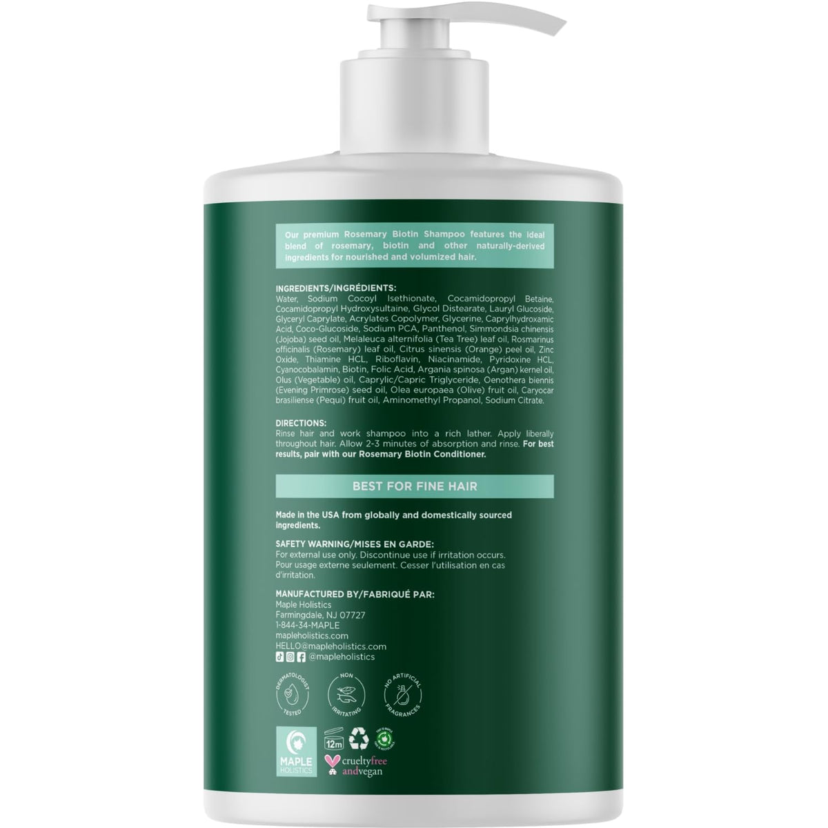 Maple Holistics tea tree oil dropper indicating scalp-refreshing clarity