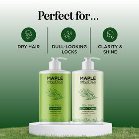 Maple Holistics bottle open pouring shampoo to show easy dispensing and controlled use