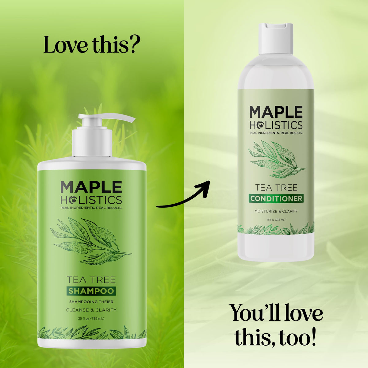 Maple Holistics before and after hair comparison showing reduced buildup