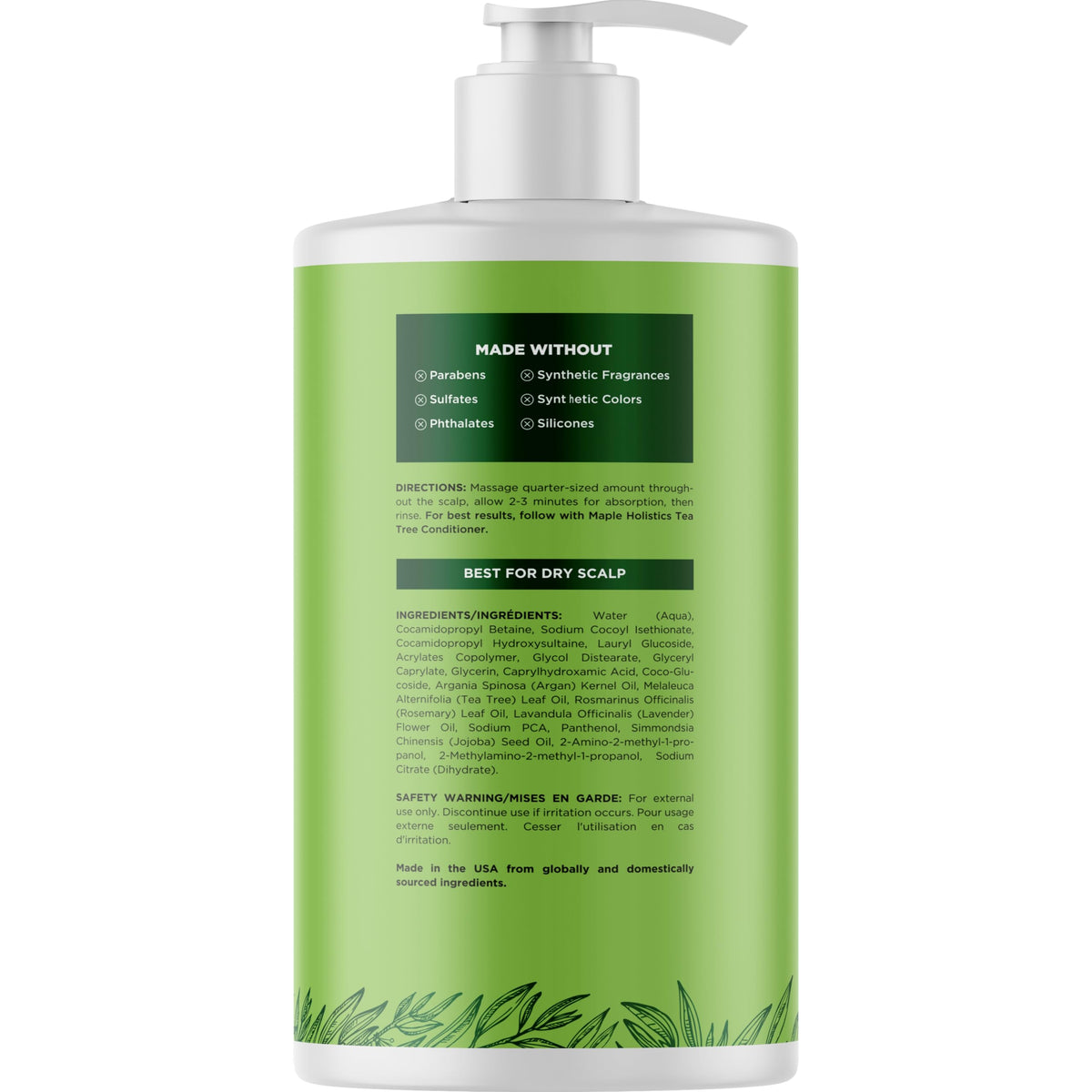 Maple Holistics ingredient label close-up showcasing clean formulation