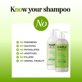 Hand holding 16 fl oz bottles showing Maple Holistics travel-friendly size and value