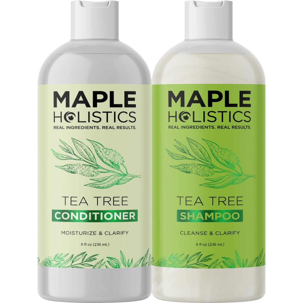 Maple Holistics bottles beside a ruler showing 8 fl oz size and scale