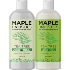 Maple Holistics bottles beside a ruler showing 8 fl oz size and scale