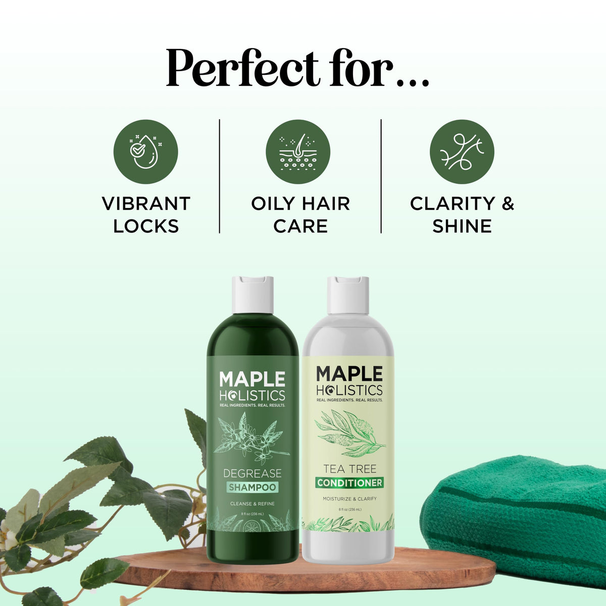Maple Holistics rich lather on hair showing effective clarifying action
