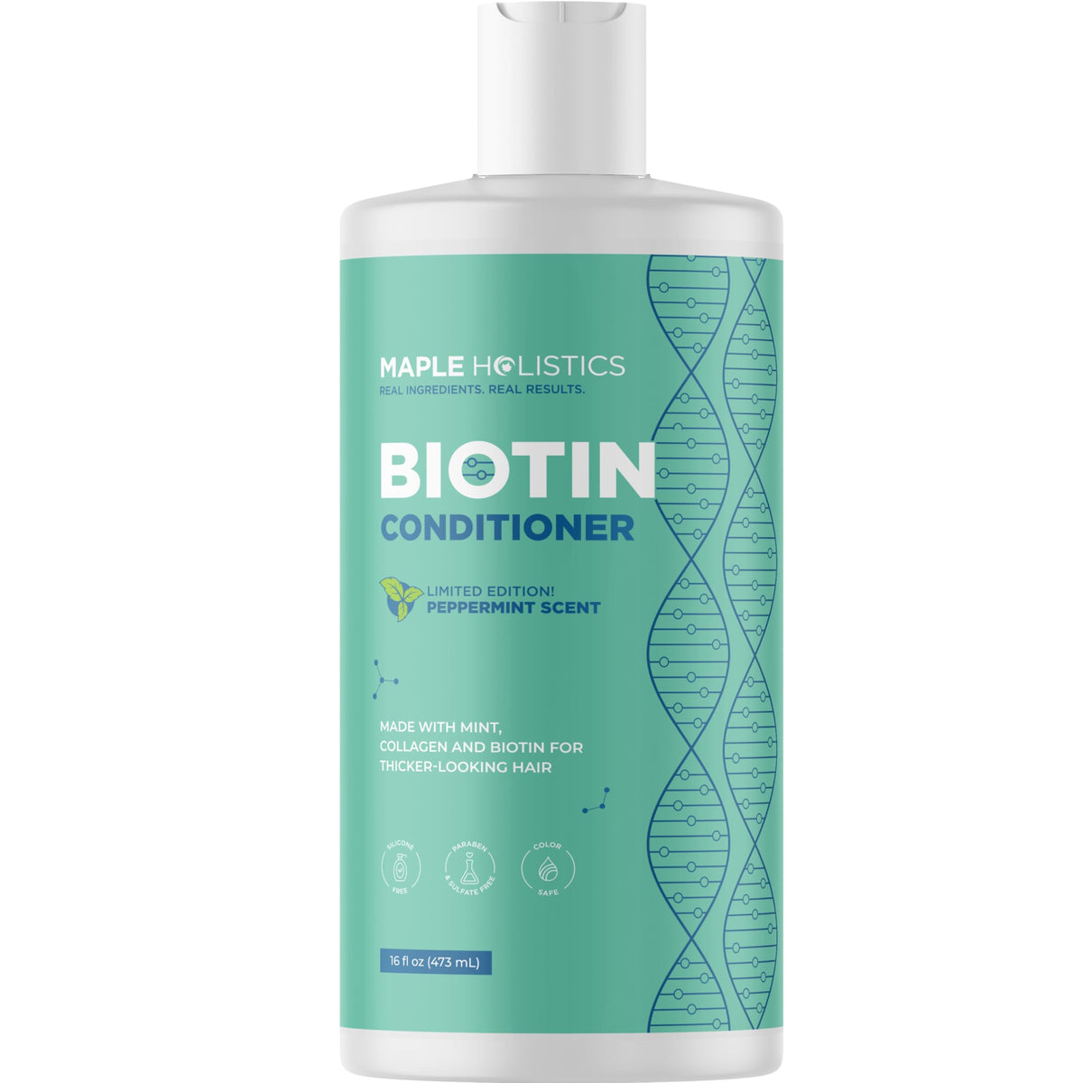 Maple Holistics label detail highlighting sulfate-free and silicone-free benefits