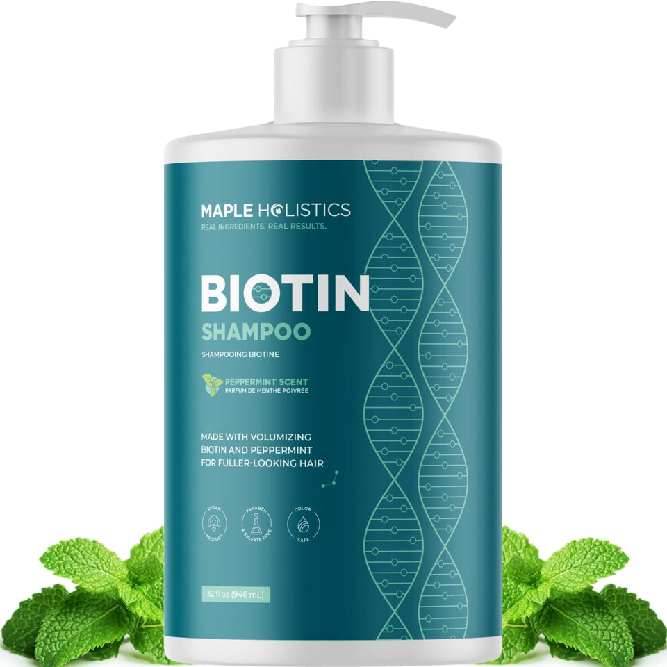 Maple Holistics front bottle view showing label and volume benefit