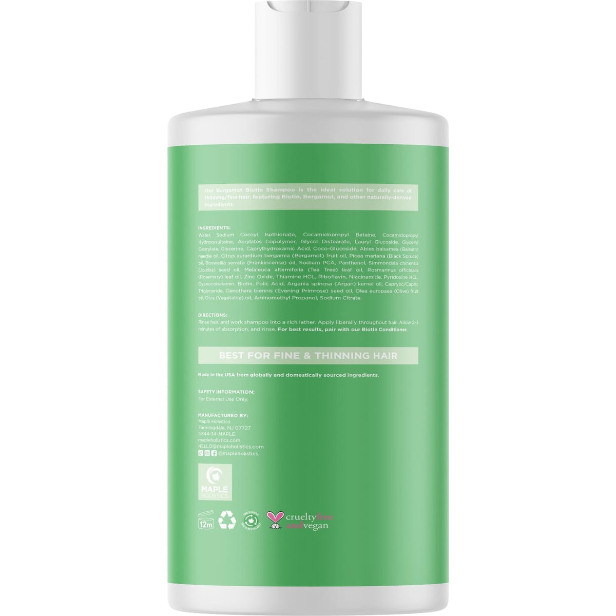 Lathered Maple Holistics shampoo in hair, shows gentle cleansing and buildup removal benefit