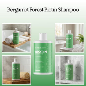 Maple Holistics shampoo pouring texture, shows lightweight biotin formula for easy application