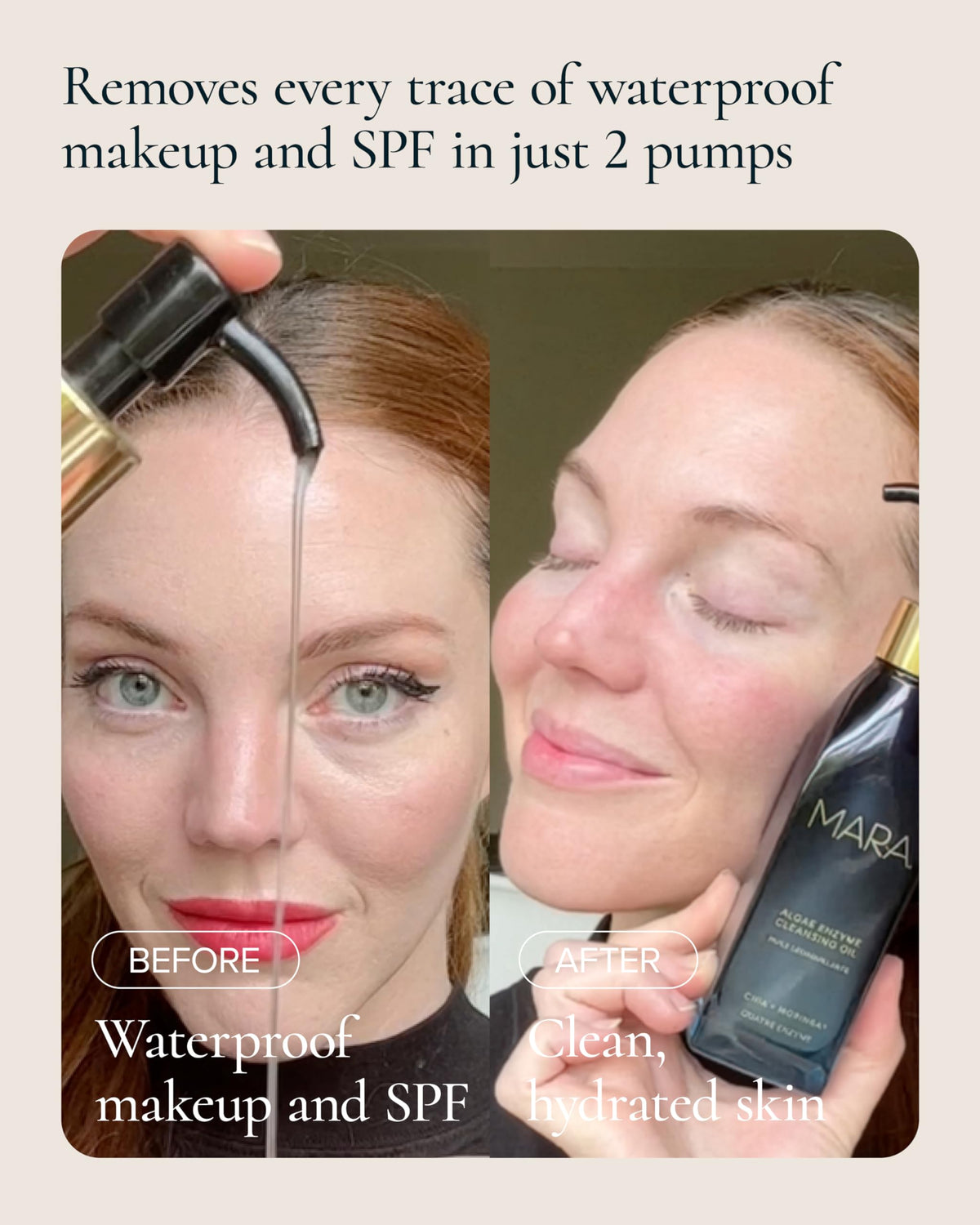 MARA cleansing oil in hand demonstrating smooth application and glide