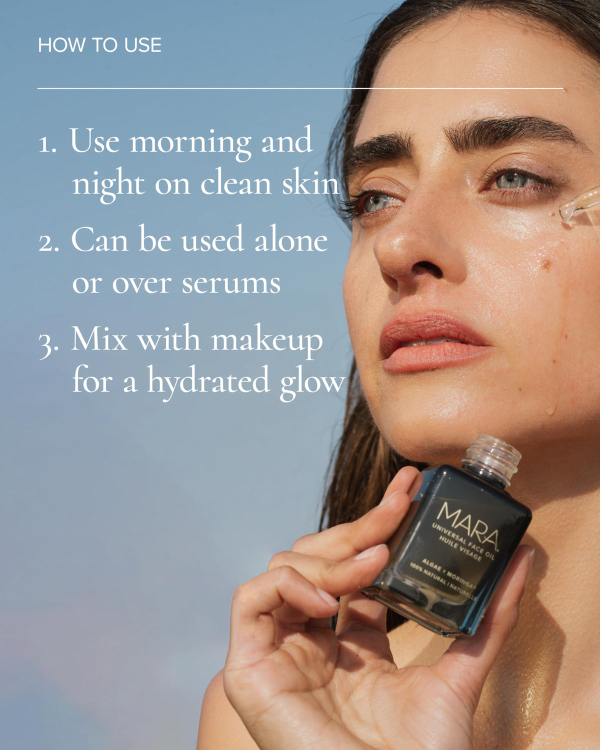 MARA bottle beside bedside lamp to show nighttime reparative use