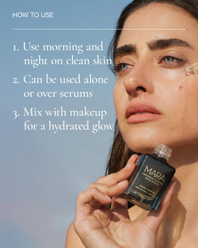 MARA bottle beside bedside lamp to show nighttime reparative use