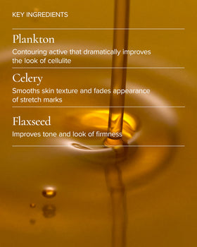 MARA applying oil to thigh to hydrate and visibly smooth skin