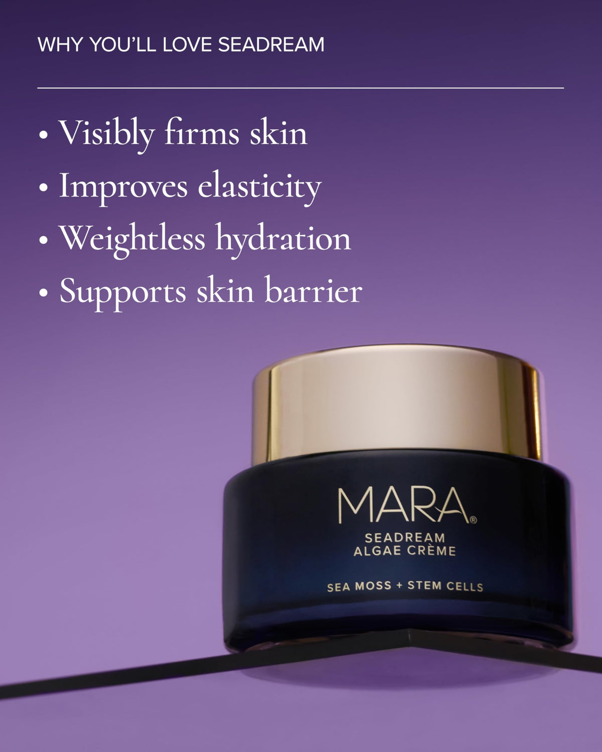 MARA SeaDream open jar top label showing product name and luxe finish