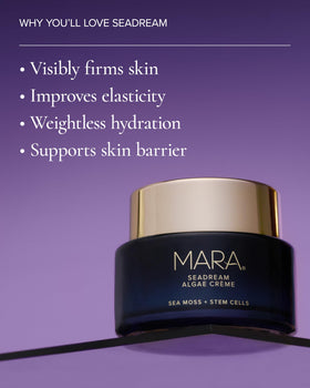 MARA SeaDream open jar top label showing product name and luxe finish