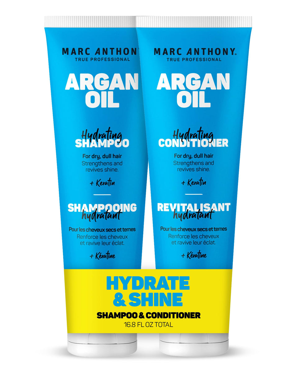 Marc Anthony front packaging showing argan oil set and benefits