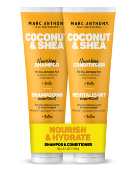 Marc Anthony front packaging showing both shampoo and conditioner for hydration