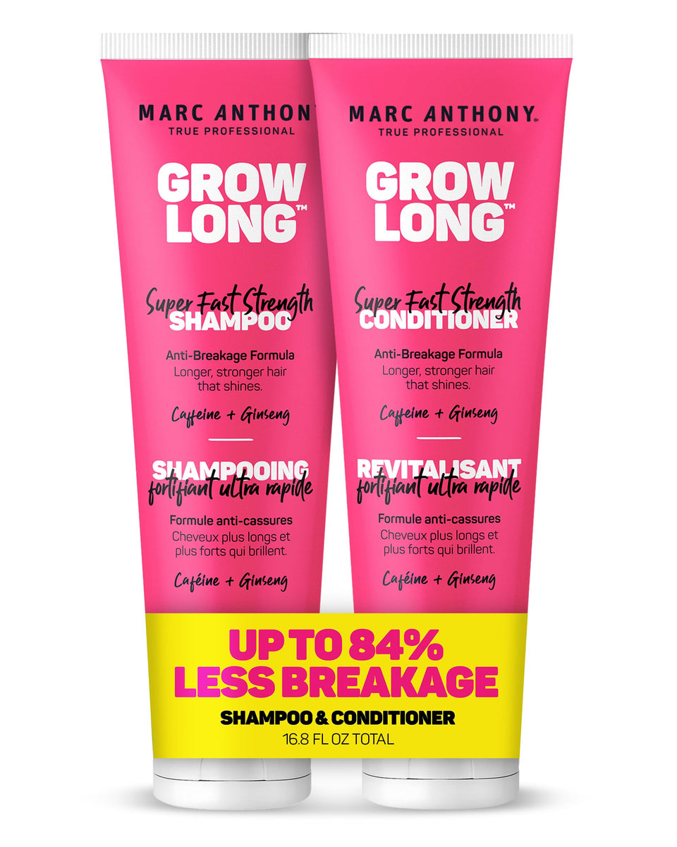 Marc Anthony front packaging showing Grow Long set and gift-ready bottles
