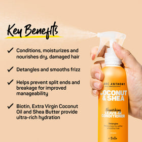 Marc Anthony coconut and shea ingredients visual highlighting nourishing oils and moisturization