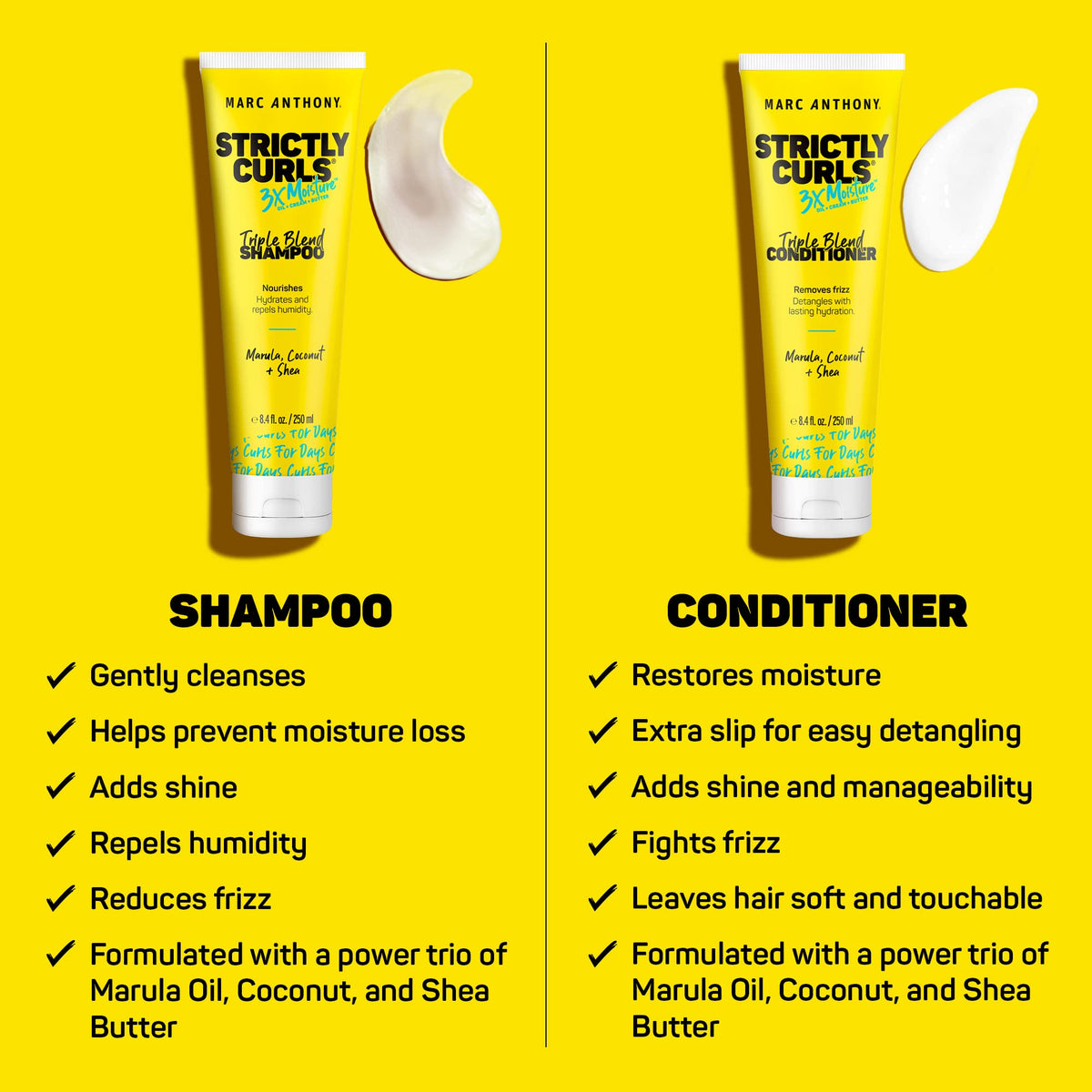 Marc Anthony Strictly Curls conditioner cream texture highlighting rich hydration