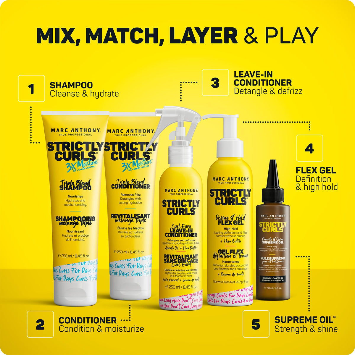 Marc Anthony lifestyle model with defined curls demonstrating long-lasting shine