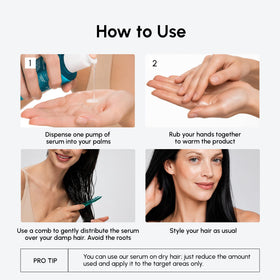 MAREE applying oil to damp hair for reduced frizz and easier styling