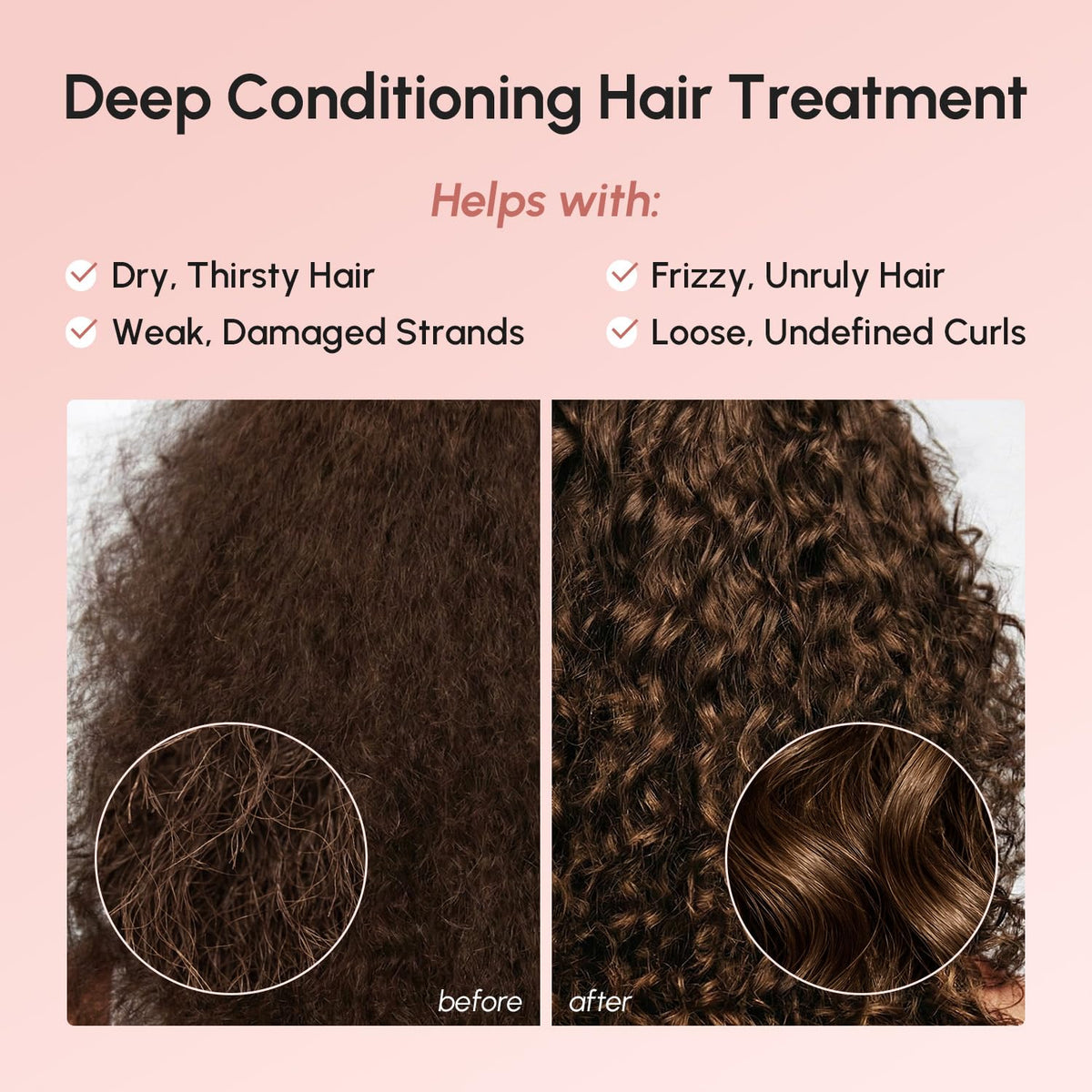 MAREE before and after hair swipe showing reduced frizz and smoother look benefit