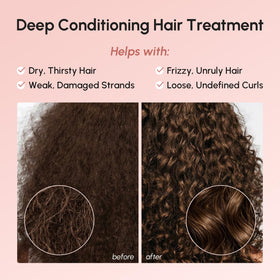MAREE before and after hair swipe showing reduced frizz and smoother look benefit