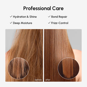 MAREE before and after hair swipe showing smoother, less frizzy results