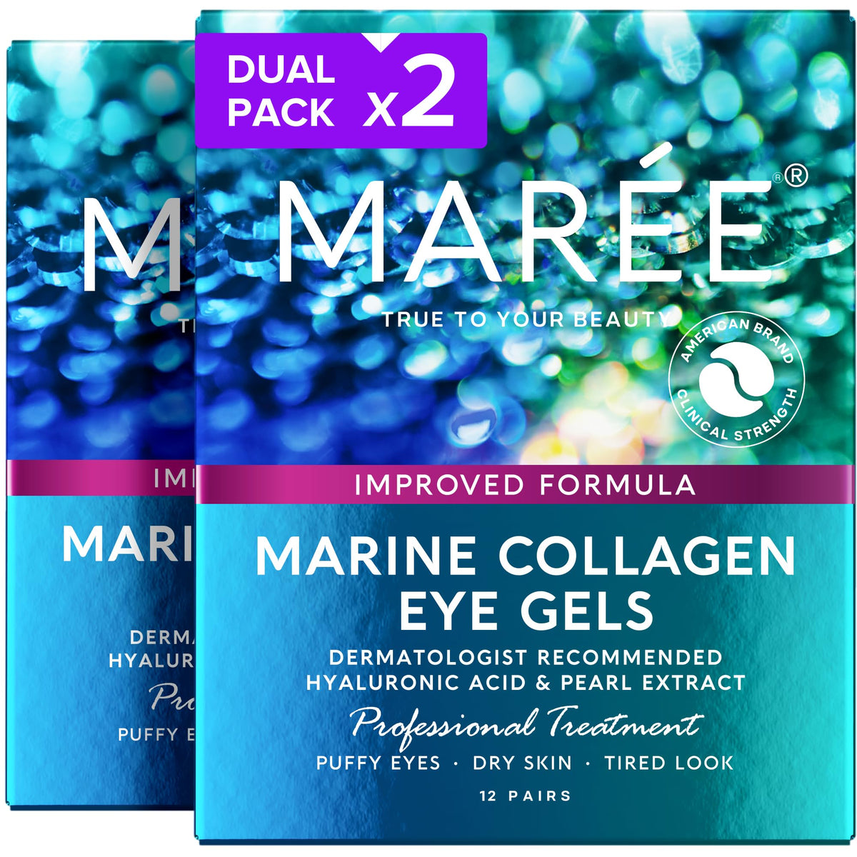 MAREE front packaging showing two-pack and benefits