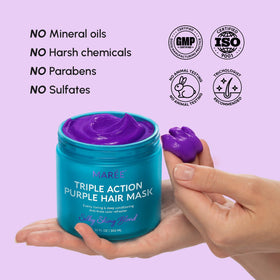 MAREE purple cream spread on palm highlighting moisturizing texture