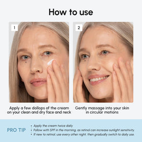 MAREE product being dispensed illustrating retinol-ready application benefit