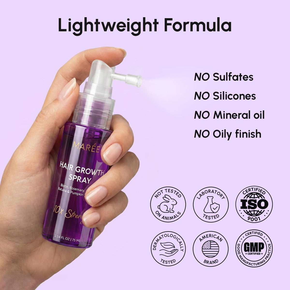 MAREE bottle in hand to show real size and convenient travel-friendly scale