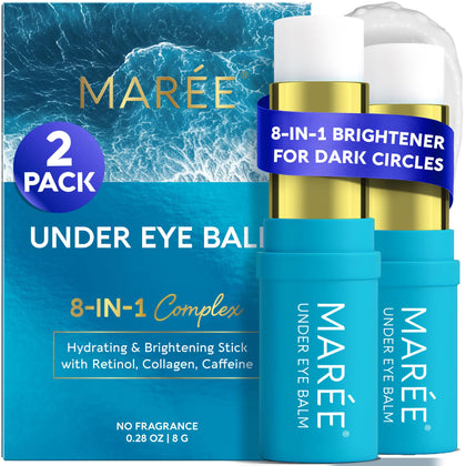 MAREE front packaging showing two under eye balm sticks for travel convenience