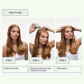 Applying Maria Nila powder to roots for instant oil absorption