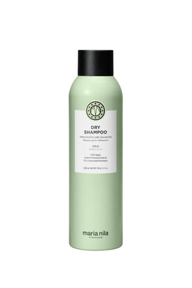 Maria Nila dry shampoo front packaging highlighting vegan label and pear scent benefit