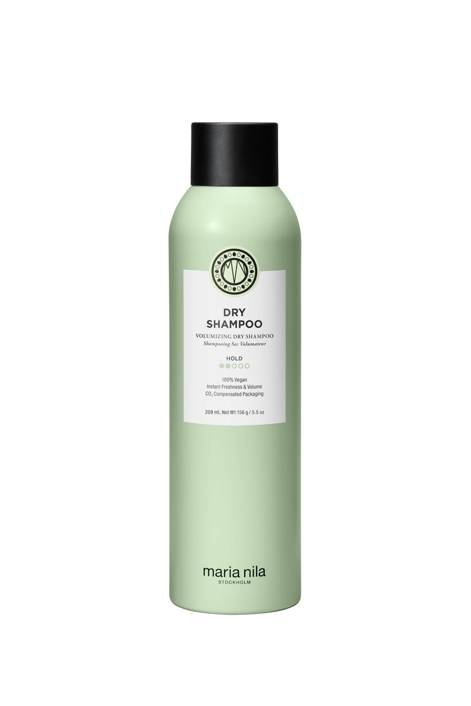 Maria Nila dry shampoo front packaging highlighting vegan label and pear scent benefit