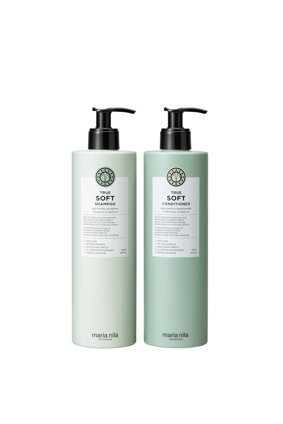Maria Nila front packaging showing bottles and benefits