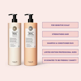 Maria Nila pump nozzle and label close-up highlighting sustainable packaging and usage ease