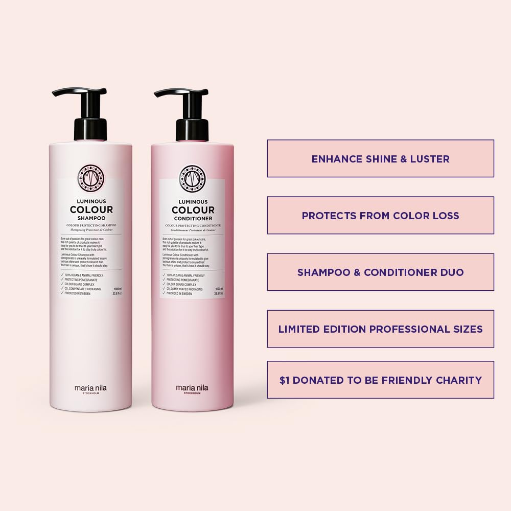 Maria Nila bottle label closeup highlighting ingredients and color-preserving benefits