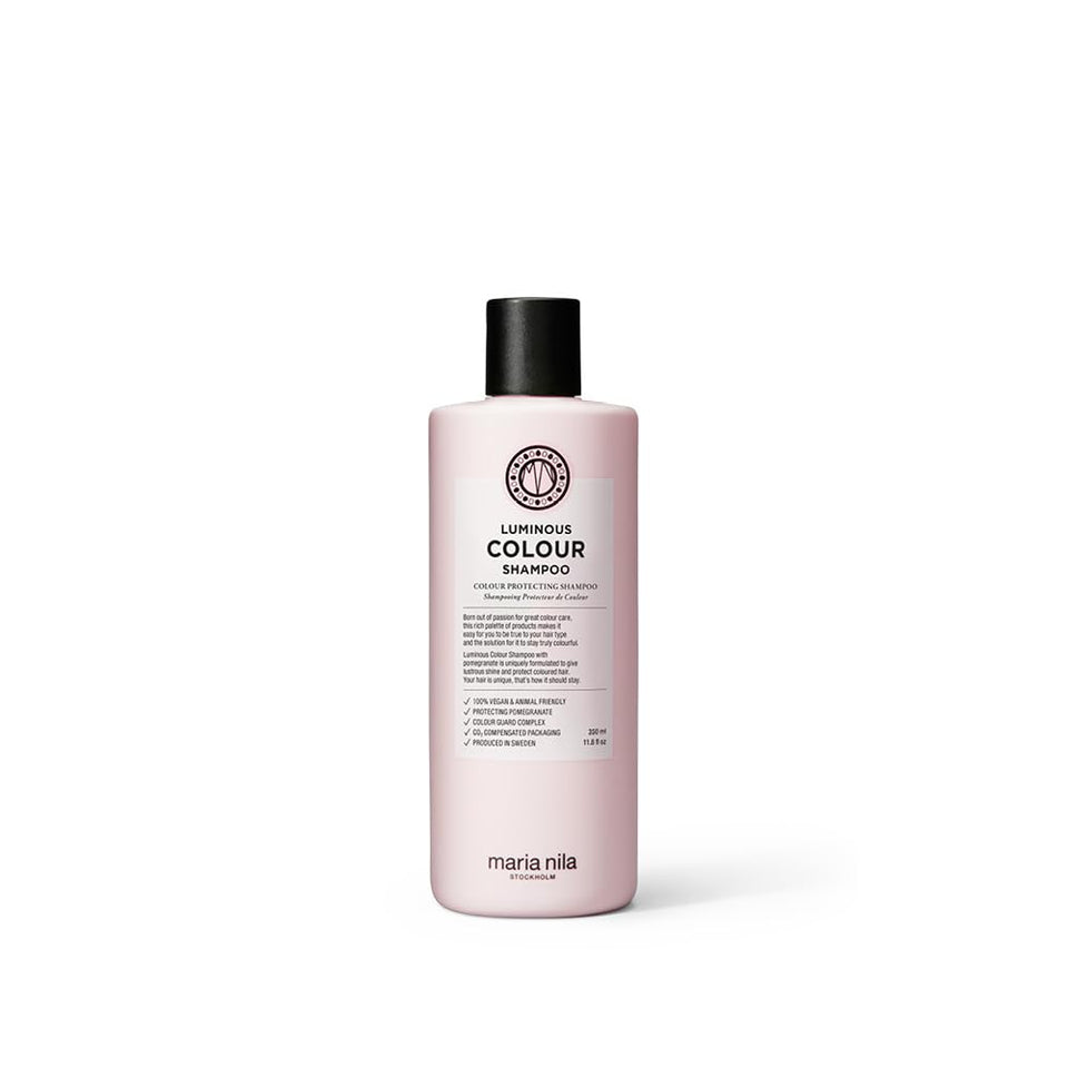 Maria Nila front bottle showing label and glossy finish benefit