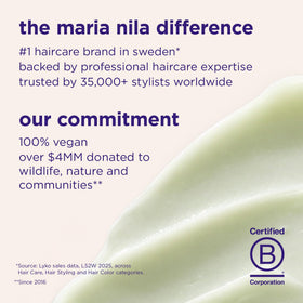 Certification icons image showing Maria Nila B Corp and cruelty-free benefit