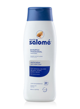 Maria Salome shampoo on bathroom shelf suggesting daily routine