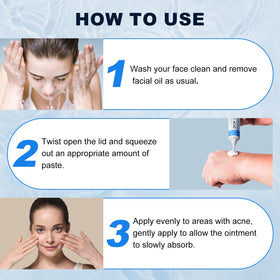 Marianp cream applied to cheek demonstrating calming and smoothing effect