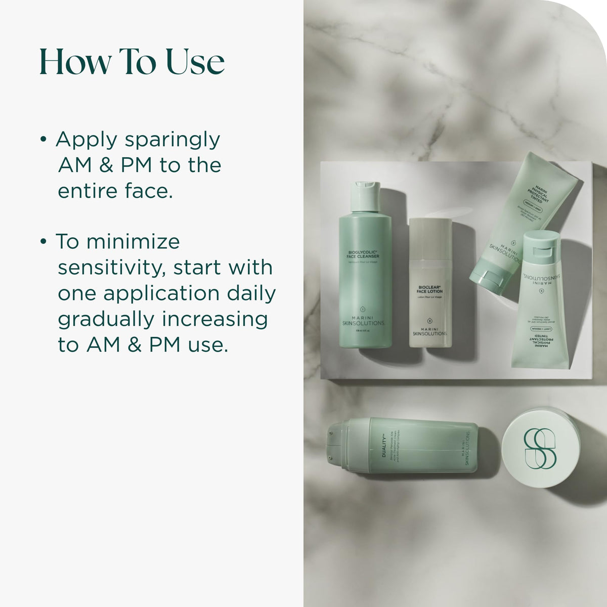 Marini SkinSolutions application on hand demonstrating spreadability and absorption benefit