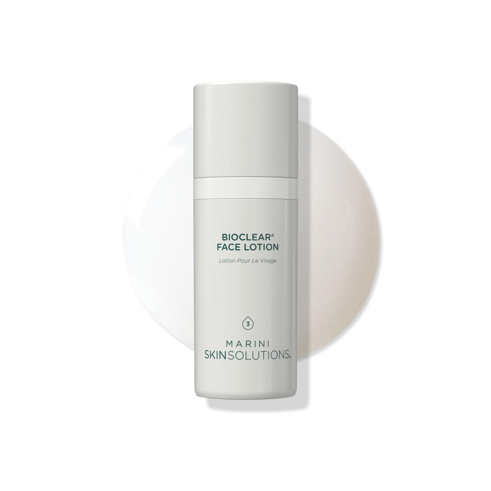 Marini SkinSolutions Bioclear front packaging showing bottle and label, clear identification and benefit