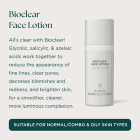 Marini SkinSolutions Bioclear lotion texture close-up demonstrating lightweight consistency and smooth application