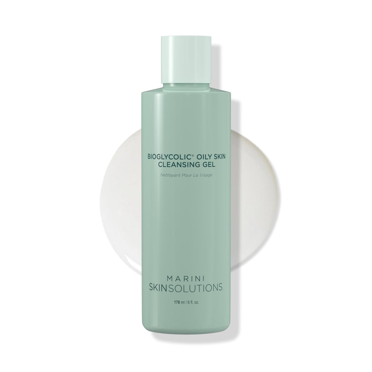 Marini SkinSolutions front bottle view showing product and clean design, promotes oil control