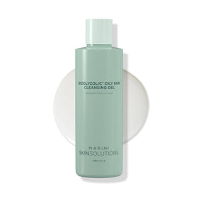 Marini SkinSolutions front bottle view showing product and clean design, promotes oil control